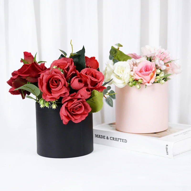 Empty Round Gift Boxes with Lids Cardboard Flower Package Box Wedding Decoration Table Centerpieces Anniversary Party Supplies |
