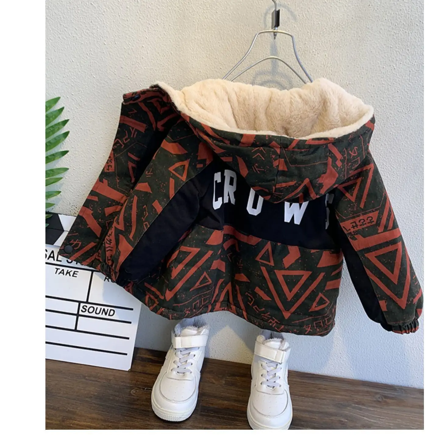 

boy fashion cotton coat fur collar hooded children's jacket boy cotton jacket Baby boy jacket winter thickening warm down jacket