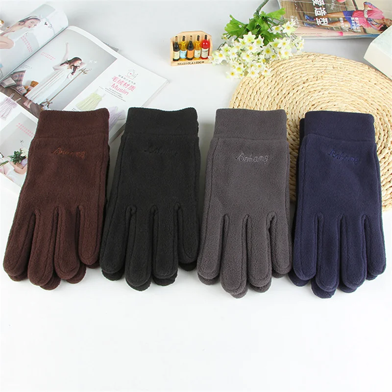 

2022 Men's Winter Gloves Solid Women Outdoor Polar Fleece Thick Warm Cold Gloves Motorcycle Cycling Wrist Glove black Mittens