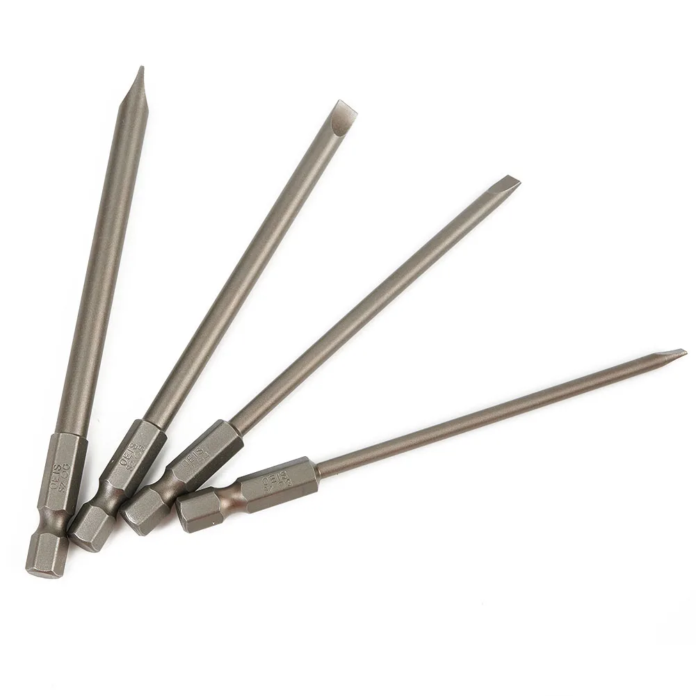 

Hand Tool Alloy Steel Slotted Screwdriver Bit 3mm-6mm Magnetic Flat Head Slotted Head 1/4" Hex Shank For Manual Electric Screwd
