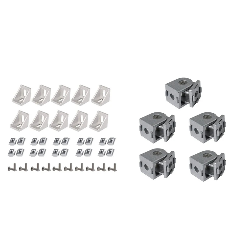 

50Pcs Corner Bracket 2020 Series Aluminum Profile Connector Set & 5Pcs Zinc Alloy Pivot Joint Flexible Pivot Joint