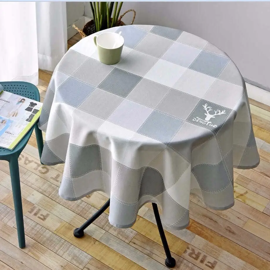 

Table Cloth Round Diameter 120cm Plaid Waterproof Heat Resistant Tablecloth for Home Decoration Modern Style Table Cover Elegant