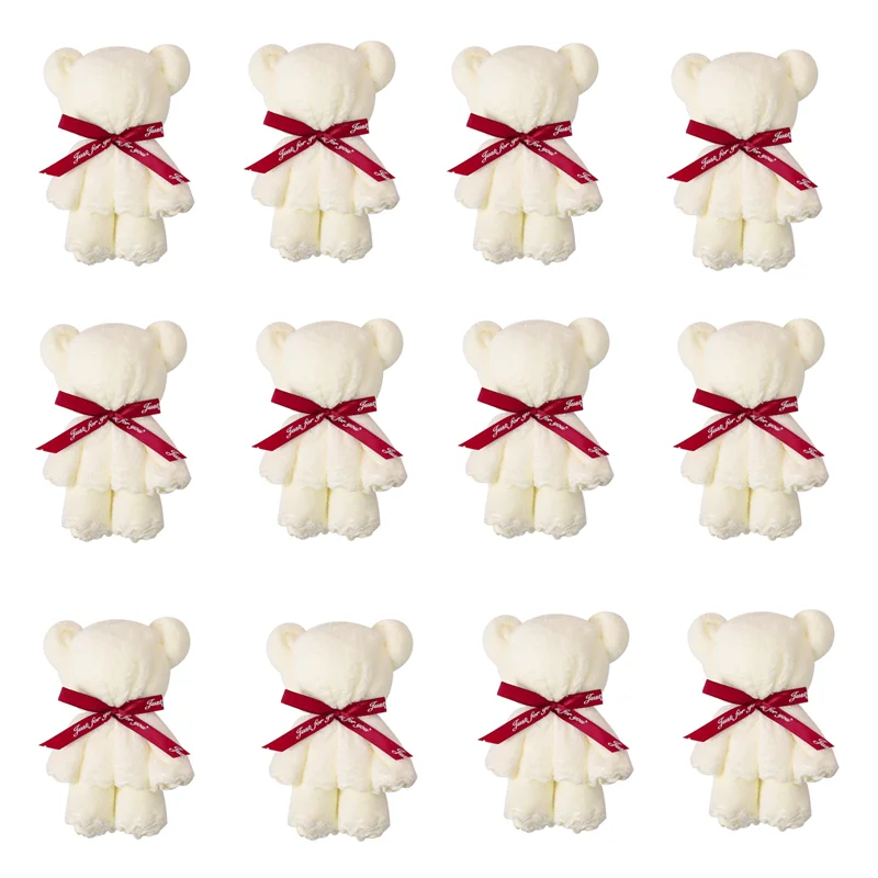

12pcs Wedding Souvenirs/Gifts for Guests Lovely Cute Bear Towel Coral Fleece Baby Shower Party Favors Christmas Bridesmaid Gifts
