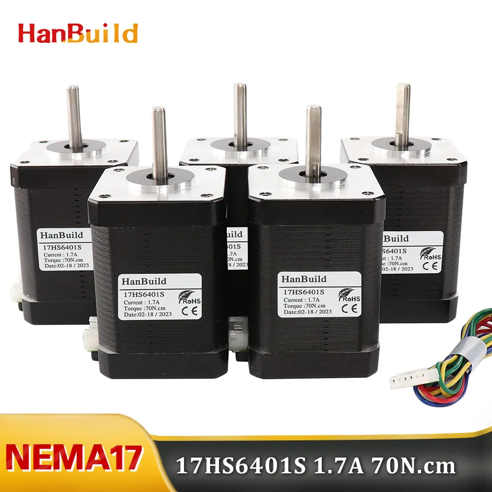 

5PCS 1.7A Two-phase Hybrid Nema17 Stepper Motor 1.8 Degrees 17HS6401S3D Printer CNC Milling Machine 42 Step Motor