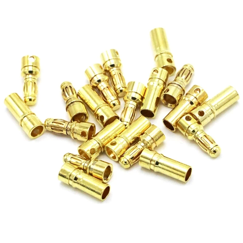 1 Pair 2mm Gold Bullete Banana Connector Plug  ESC Battery Motor Professional RC Camera Drone FPV Racing Multi Rotor