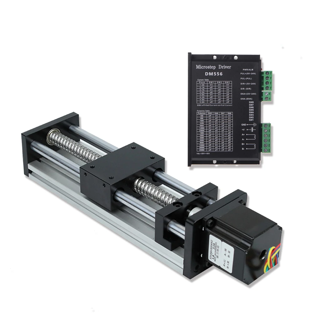 NEMA 23 Stepper Motor Driver Linear Rail Kit Sliding Table Ball Screw Module Slide Stage 50-300mm Stroke 1.2-3Nm CNC Workbench |