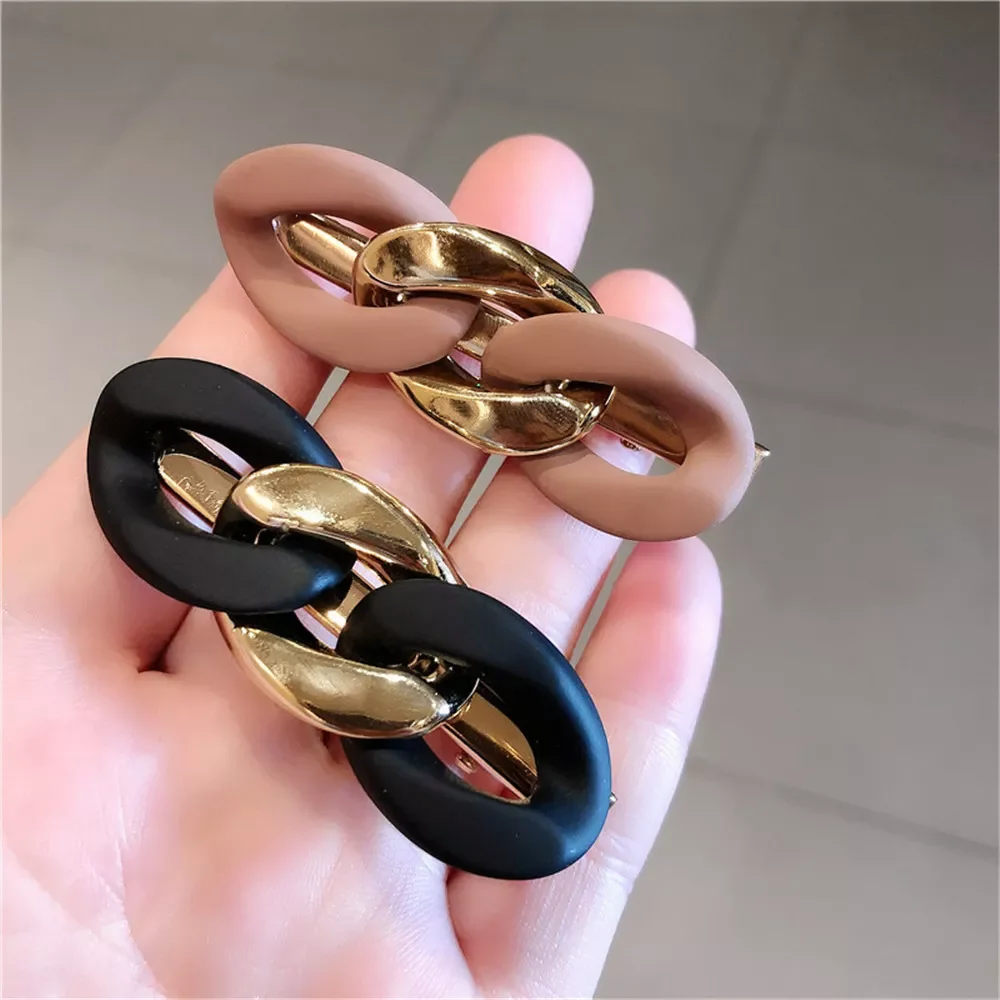 

Korean Acrylic Resin Chain Hair Clip Pins French Twist Geometric Hairgrips Barrette Girls Holder Woman Hair Accessories