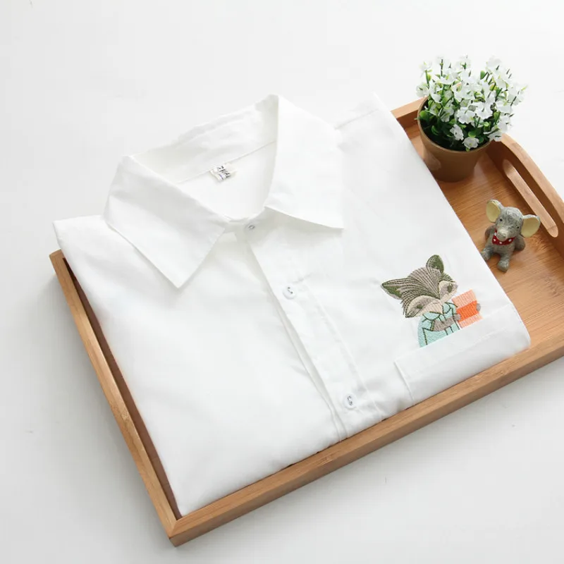 Женские повседневные топы с длинным рукавом Вышивка Белый Топ сексуальные