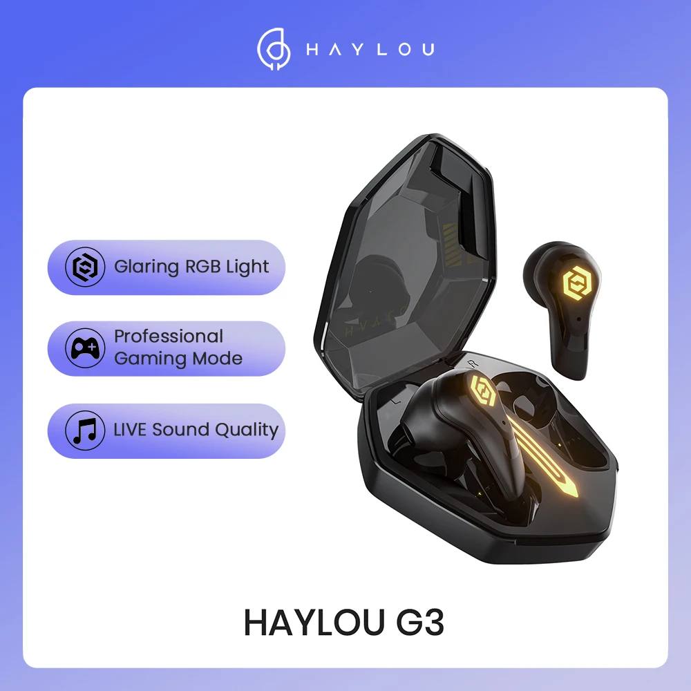 

HAYLOU G3 True Wireless Gaming Earbuds Bluetooth 5.2 13mm dynamic Driver 20H Battery Life Call Noise Cancellation Game Earphones