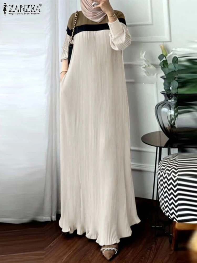 2024 осенние плиссированные платья ZANZEA мусульманское платье-хиджаб Абая женское