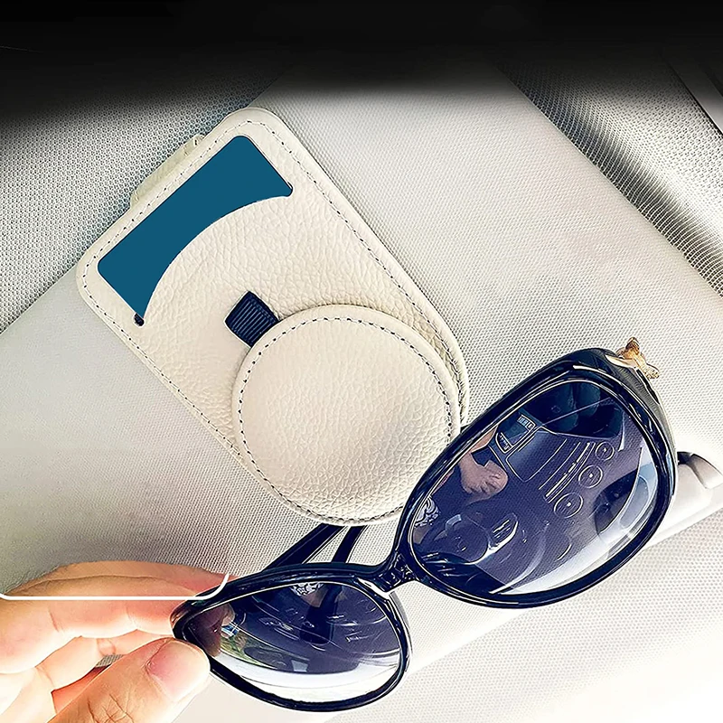

New Leather Sun Visor Glasses Clip Universal Car Interior Card Ticket Fastener Portable Sunglasses Holder Clips Auto Accessories