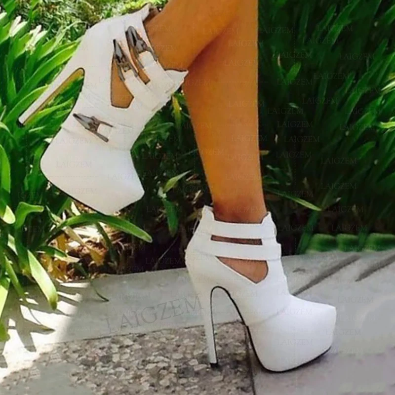 Женские туфли-лодочки ZHIMA на платформе с круглым носком молнии сзади тонком