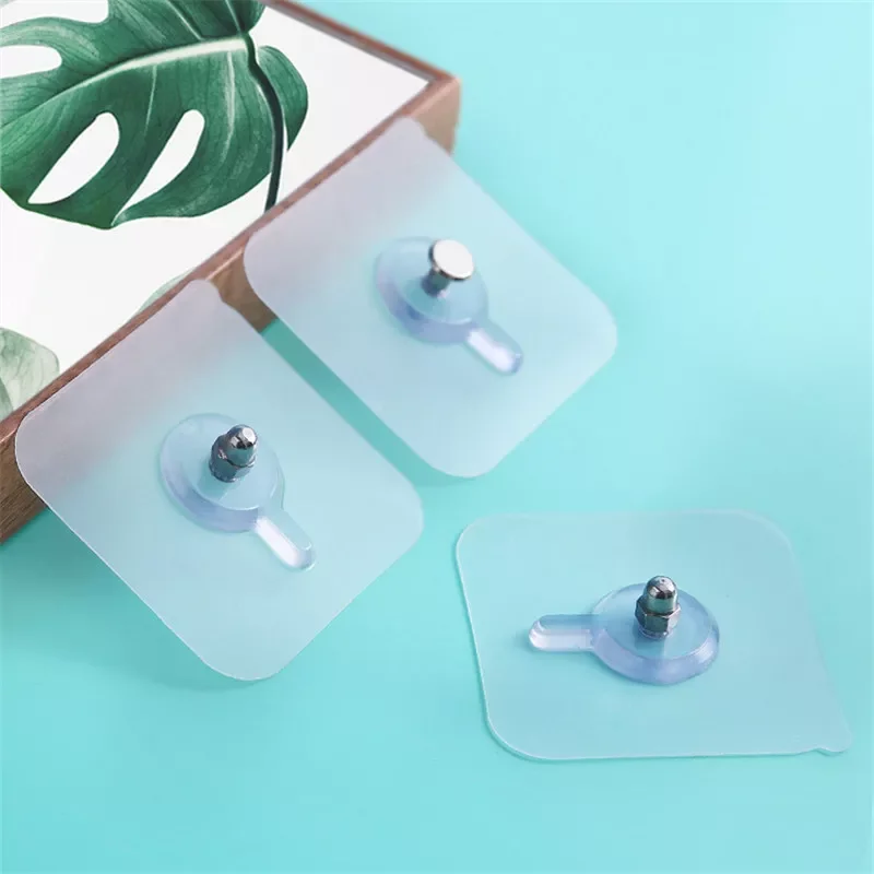 

6Pcs PVC Strong Adhesive Nails Wall Poster Seamless Wall Hook Waterproof Durable Transparent Kitchen Bathroom Screw Hook Hanger
