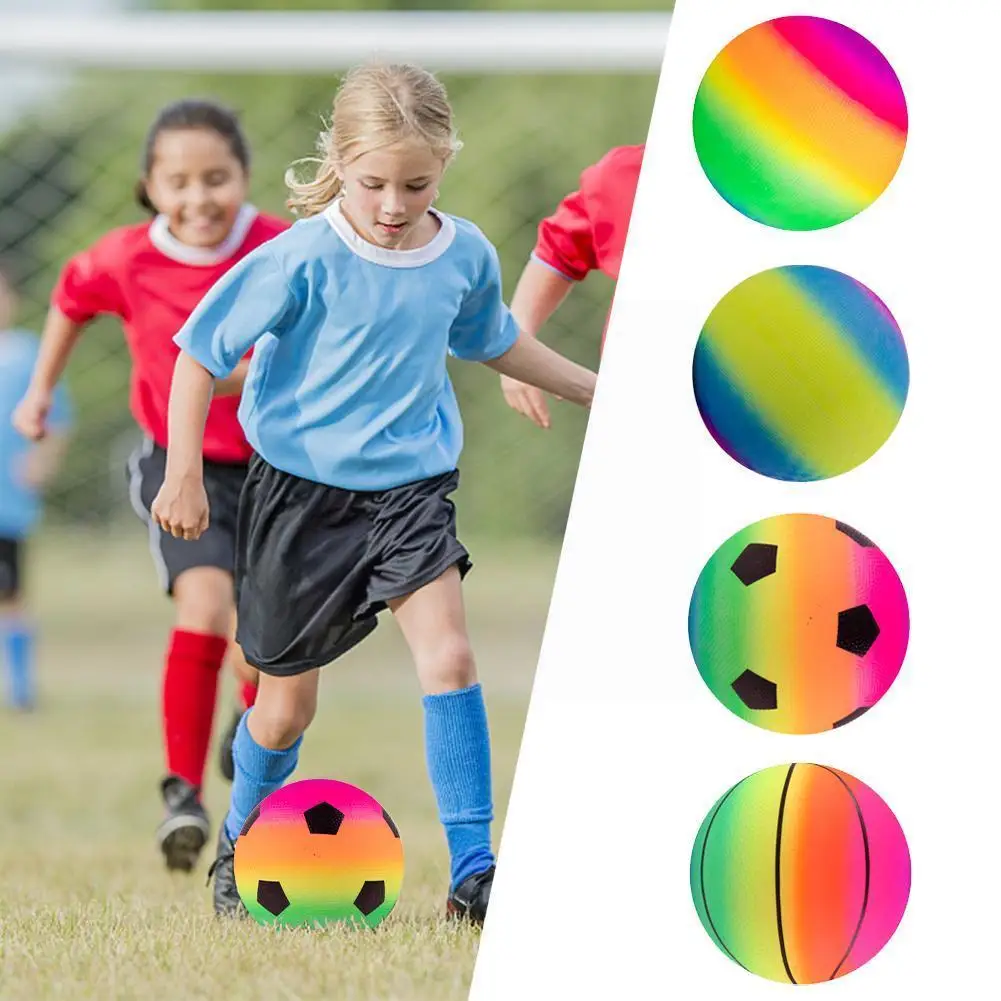 

20cm Rainbow Balls For Children Pvc Rainbow Soft Football Basketball Indoor Outdoor Activity Pool Beach Parent Child Games T4c9