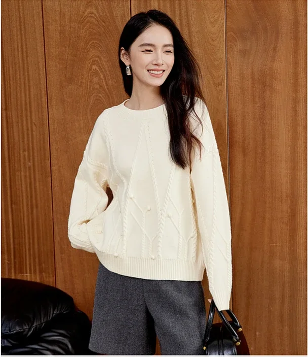 SENTUBILA простые вязаные пуловеры женские повседневные прямые с круглым вырезом и