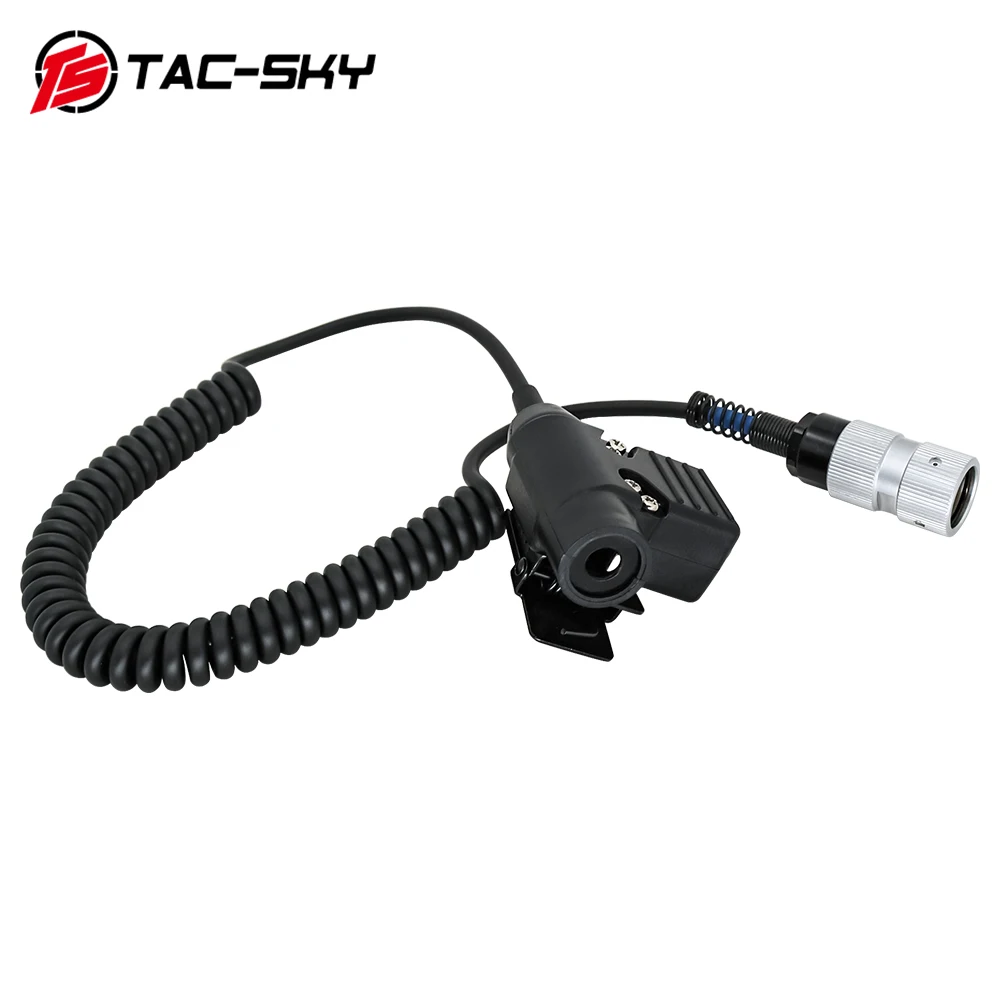 TS TAC-SKY Spring Cord Ptt6-Pin U94 Ptt for Tactical AN/PRC 148152 Walkie Talkie Headphones