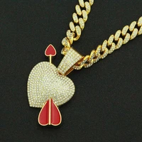 hip hop iced out cuban chains bling diamond an arrow pierces the heart pendant mens necklace gold chain charm women mens jewelry