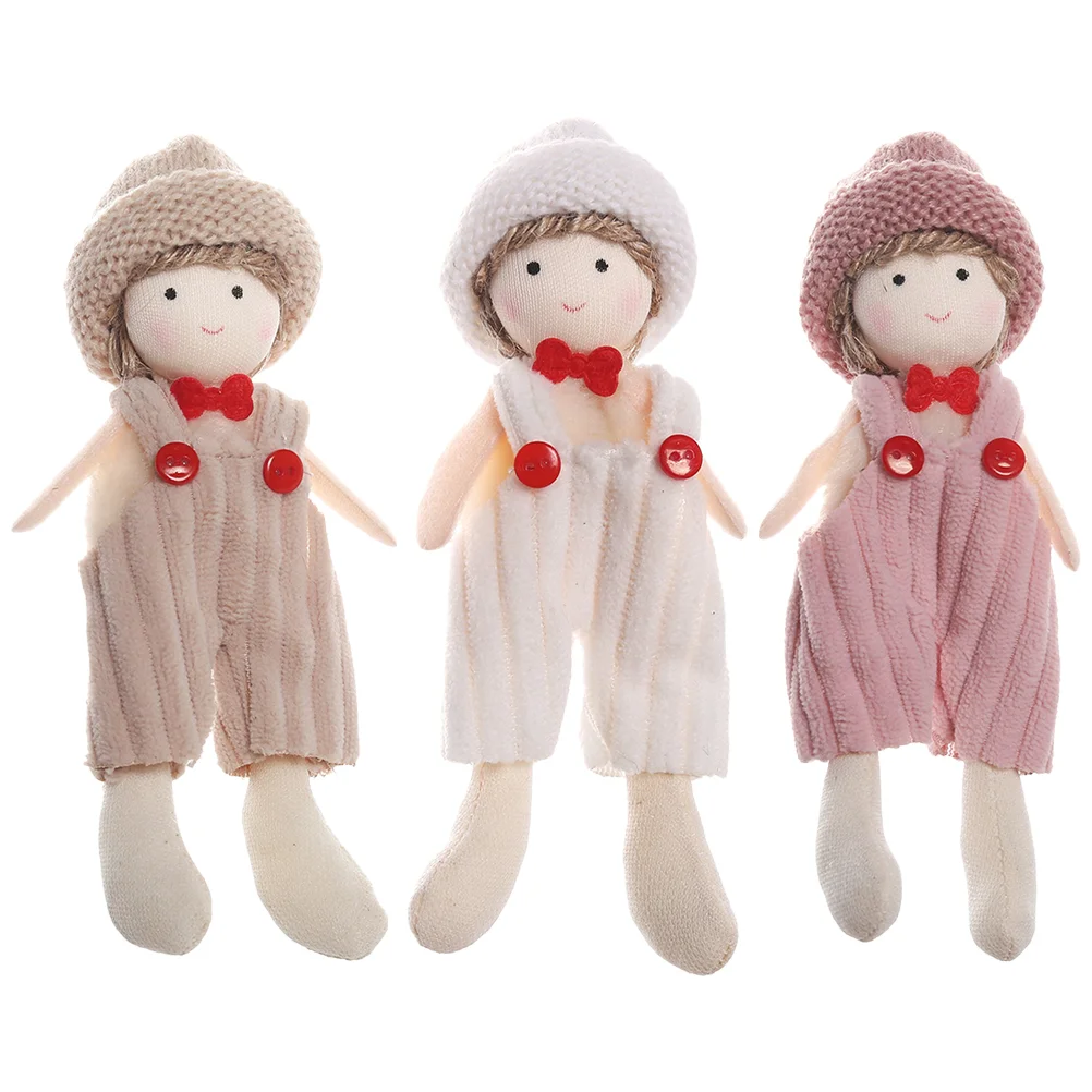 

3pcs Keychain Bag Pendants Knitting Hat Suspender Trousers Boy Plush Pendants