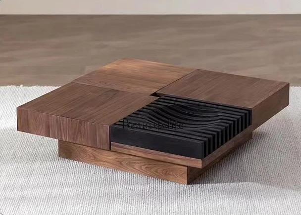 Североамериканский журнальный столик из черного ореха квадратный цельного