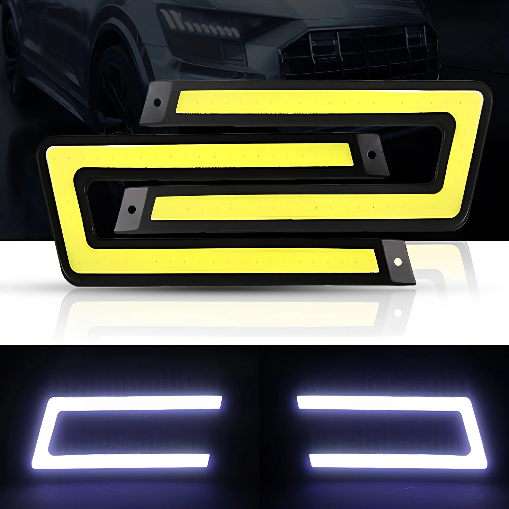 U Shape Car COB LED Light Auto DC 12V Bright LED External Light DRL Daytime Running Light for Car Driving Fog Lamp Car Styling