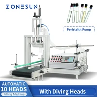 ZONESUN ZS-DTPP10D Liquid Filling Machine 10 Heads Peristaltic Pump Vial Tube Chemical Agents Medical Packaging Production Line