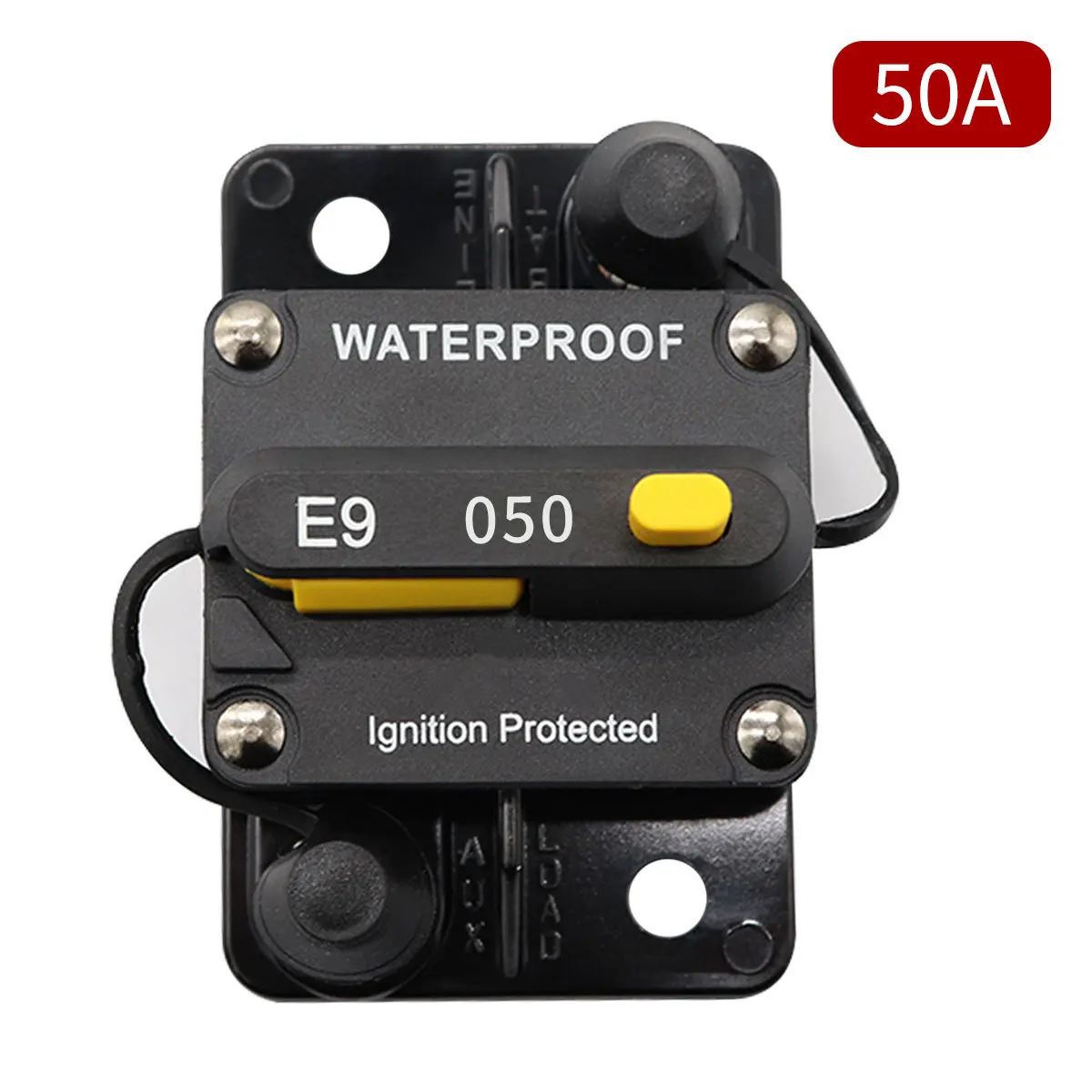 

Surface-Mount Circuit Breakers 50A Waterproof Circuit Breaker Fuse Holder with Manual Reset Toggle Switch 12V- 72V DC
