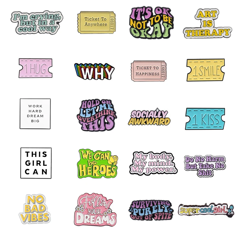 Quote Letters Brooches Film Ticket Badge We Can Be Heroes Lapel Pins Creative Collection Jewelry For Women Men