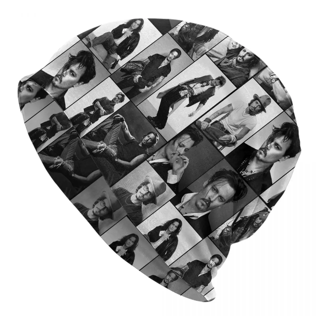 

Man Johnny Depp Collage Picture Collage Winter Skullies Beanies Beanies Caps 3D Print Winter Hats Birthday Gifts Idea