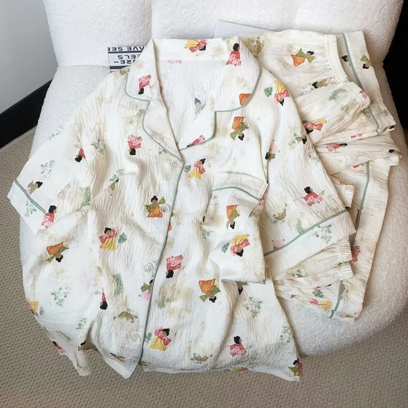 Летний маленький женский комплект Hanfu с принтом новый хлопковый из трех