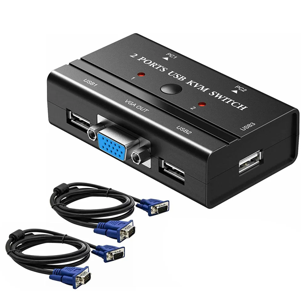 

MT-260KL 2 порта квм переключатель ручная кнопка 1080P USB VGA KVM переключатель для 2 ПК поделиться монитором клавиатуры мыши принтера