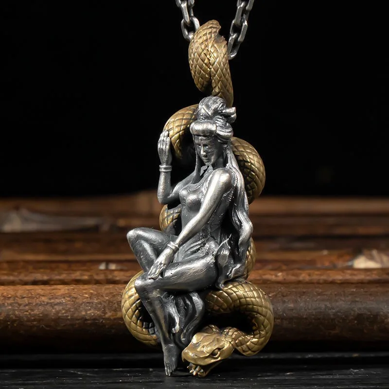 Amitabha Dragon Riding Bodhisattva Buddha Pendant Necklace Men and Women Personality Buddhist Amulet Jewelry Gift images - 6