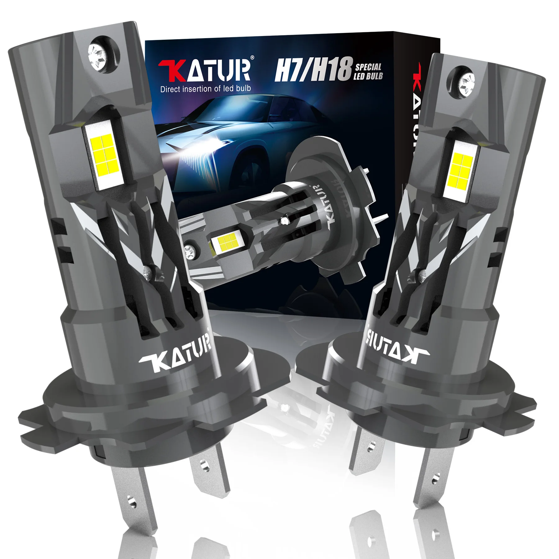 Фото Katur 2Pcs H7 Базовая розетка Тип светодиодных фонарей Фара 20000LM Автомобильный светодиод 6000K Белый Для Audi A4 B6 A3 8P A6 C6 B9 B7 C5 Tt №1