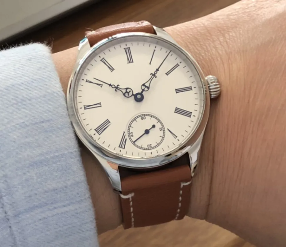 

SEAkOSS 44mm Mechanical Watch For Man Leather Strap Stainless Steel Waterproof Chronograph Clock Watch White Dial Male