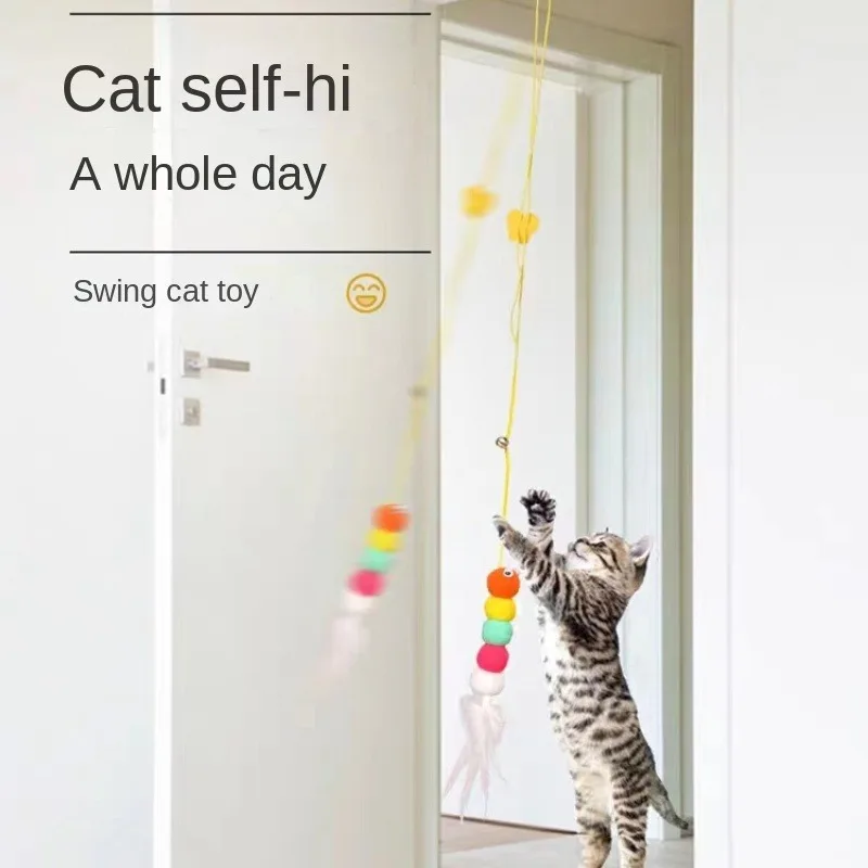 

Favorite simulated caterpillar mouse cat toy hanging door type retractable cat grab rope cat interactive toy fun pet supplies