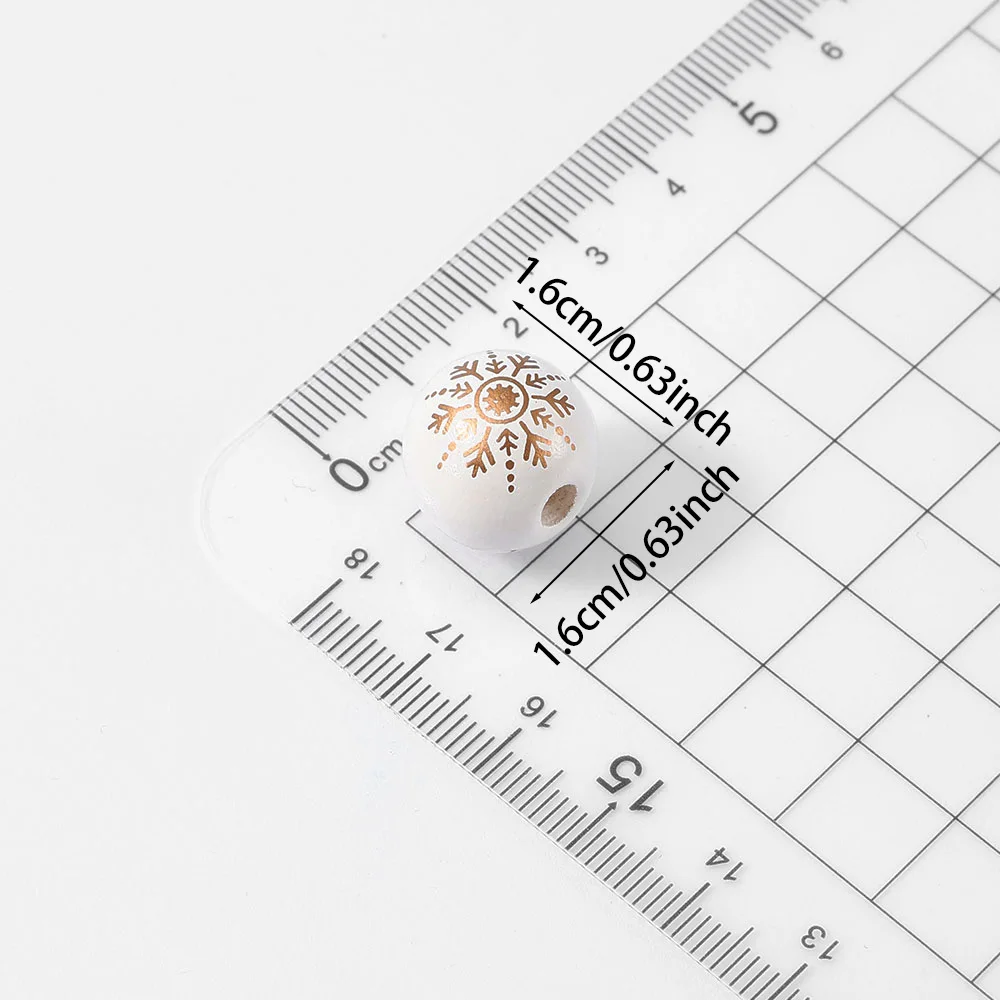 50 шт. деревянные бусины в виде снежинок 16 мм