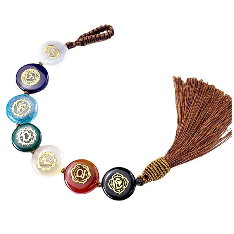 

7 Chakra Hanging Ornament Reiki Healing Energy Balance Meditation Amulet Car Home Decor Natural Crystal Tassel Pendant