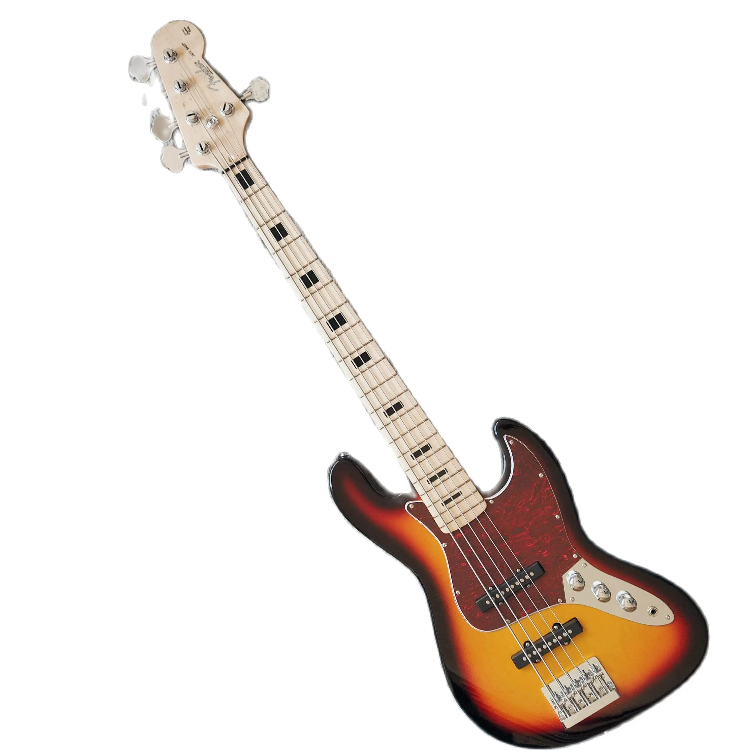 

Под заказ, 5 струн, джазовая бас-гитара, винтажный корпус Sunburst, Кленовая подставка, корпус из красного дерева, 20 ладов, хромированная фурнитур...