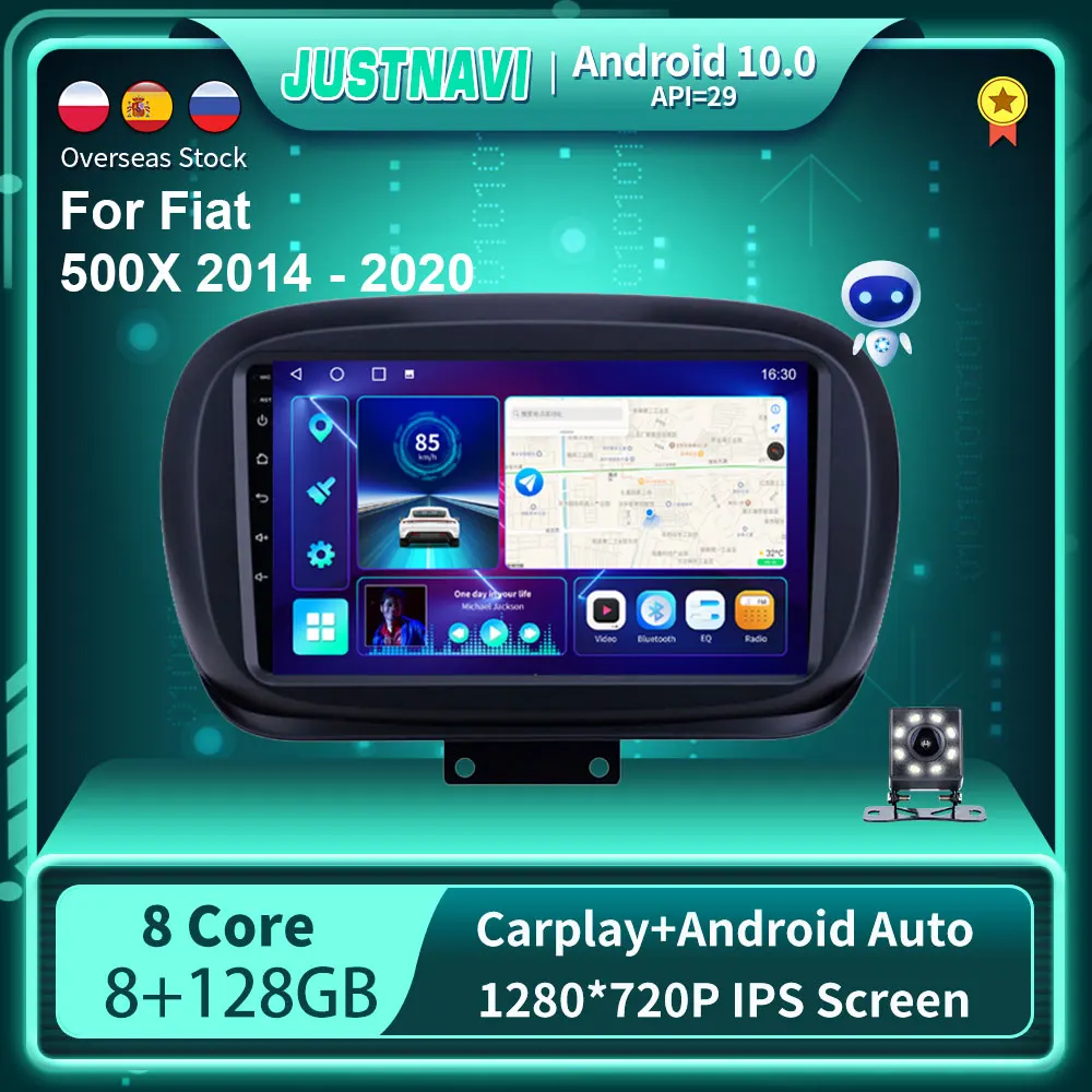 

JUSTNAVI QT10 For FIAT 500X 2014 - 2020 Car Radio Multimedia Video Player Navigation GPS Android No 2din 2 din dvd Split Screen
