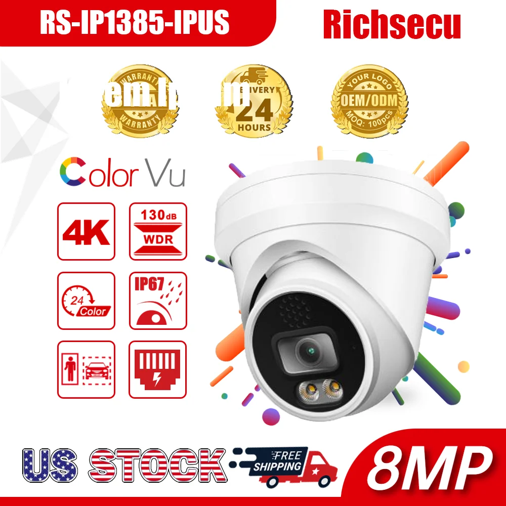 

Hikvision Compatable H265 4K Surveillance Dual Light Motion Detection IP Network 8MP CCTV With POE IP66 Build In MIC