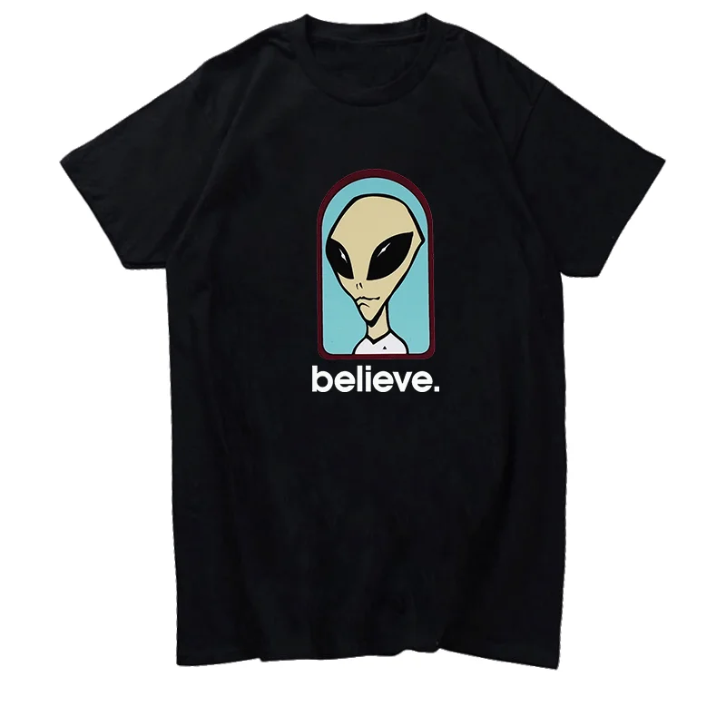 

Alien Workshop Believe Speed Way Unisex Black & White T-Shirt Oversized T shirts Tops Tee graphic t shirts Harajuku Men clothing