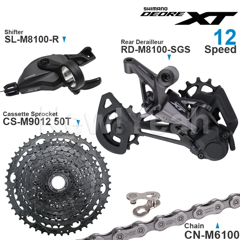 Купить Переключатель передач SHIMANO DEORE XT M8100, 12 скоростей, задний переключатель передач, кассета звездочек, 11-50T/52T
