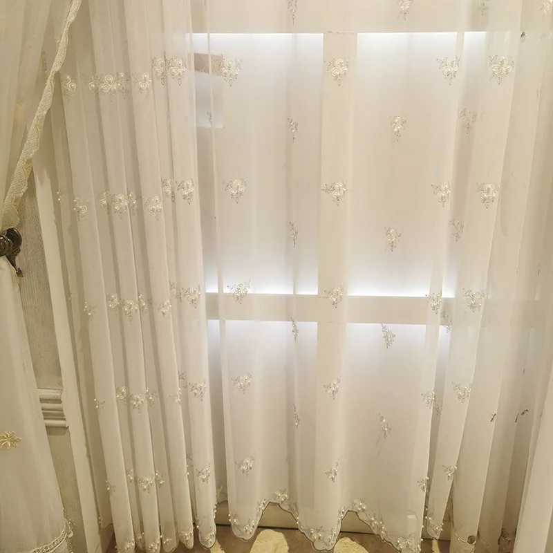 Элегантная жемчужная прозрачная занавеска для гостиной сельской местности