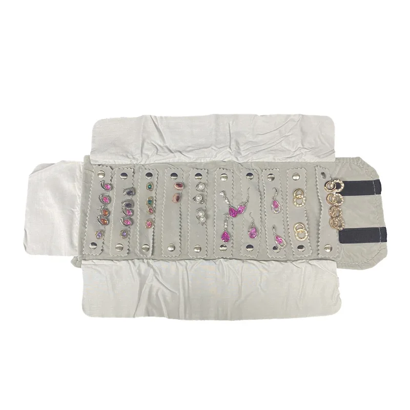 Jewelry Storage Flannel Roll Bag Ring Bracelet Out Portable Collection Roll Bag Multifunctional Storage Jewelry Bag
