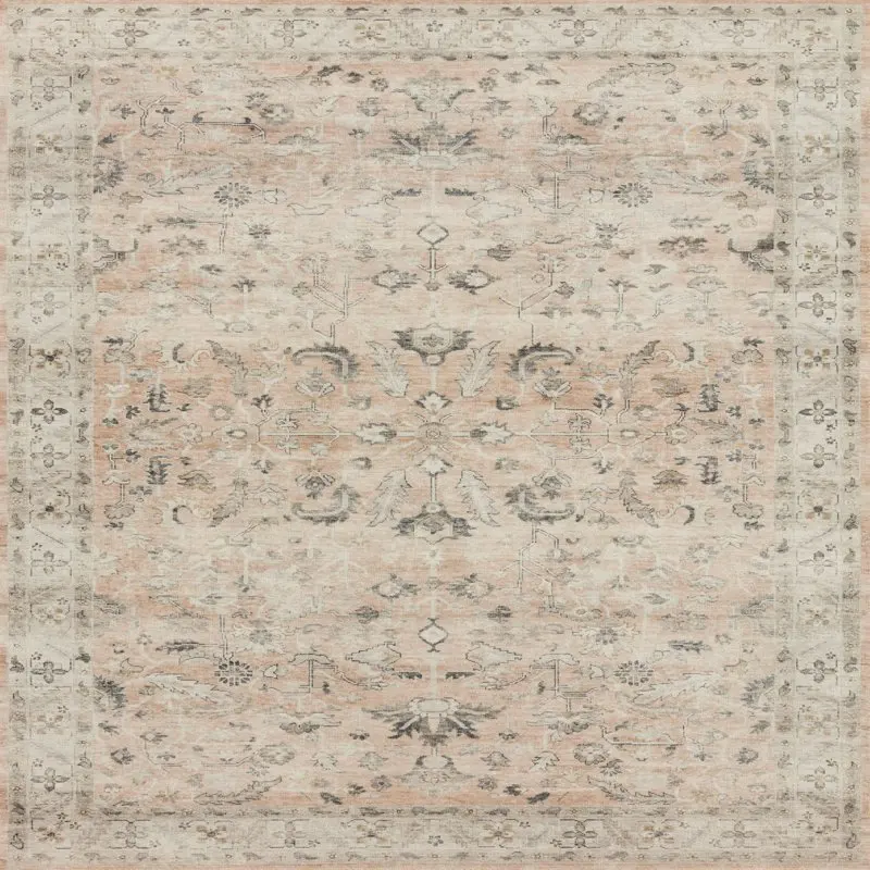 

Striking Printed Oriental Blush Area Rug with Bright Multi-Color Details, 2'-3" x 3'-9".