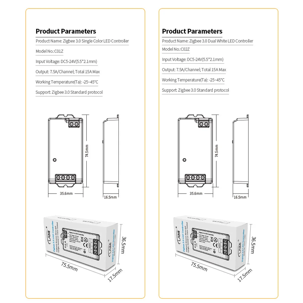 DC5-24V Zigbee 3.0 одноцветный светодиодный контроллер Tuya Smart Life APP управление кнопкой