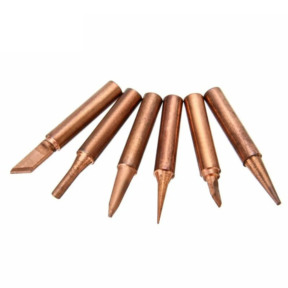 

7pcs Copper 900M-T Soldering Iron Tip & Handle Adapter Set For 936, 937, 938, 969, 8586, 852D Hakko Soldering Station