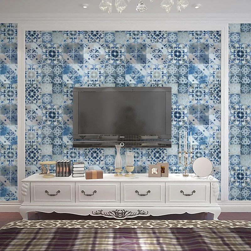 

ins Nordic self-adhesive wallpaper kitchen wallpaper decoration bathroom toilet background mosaic tile sticker blue