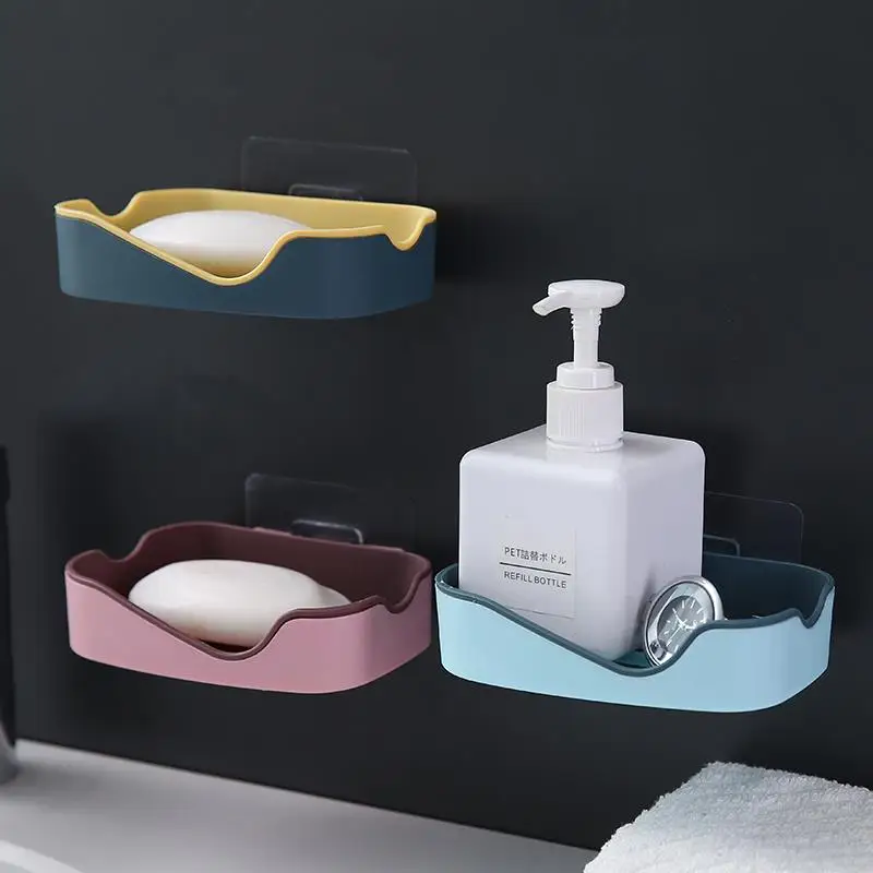 

New Bathroom Dish Plate Case Home Shower Holder Container Soap Box Plastic Storage Rack Wall-mounted Kitchen Sponge Drain Box
