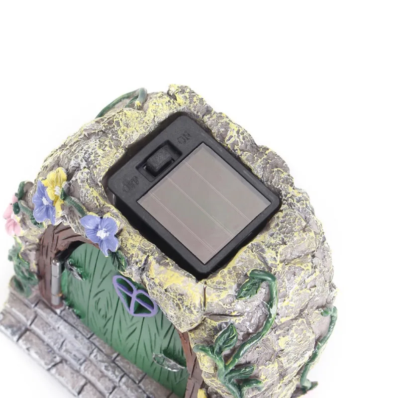 Солнечный садовый смоляный сказочный дверной светильник для деревьев статуи дом