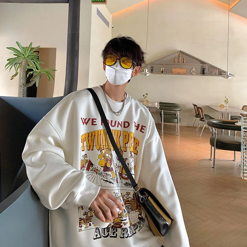 

American Anime Men's Sweatshirts Large Size Harajuku Hoodies Crew Collar Hoodies Fashion Spring Male Pullovers